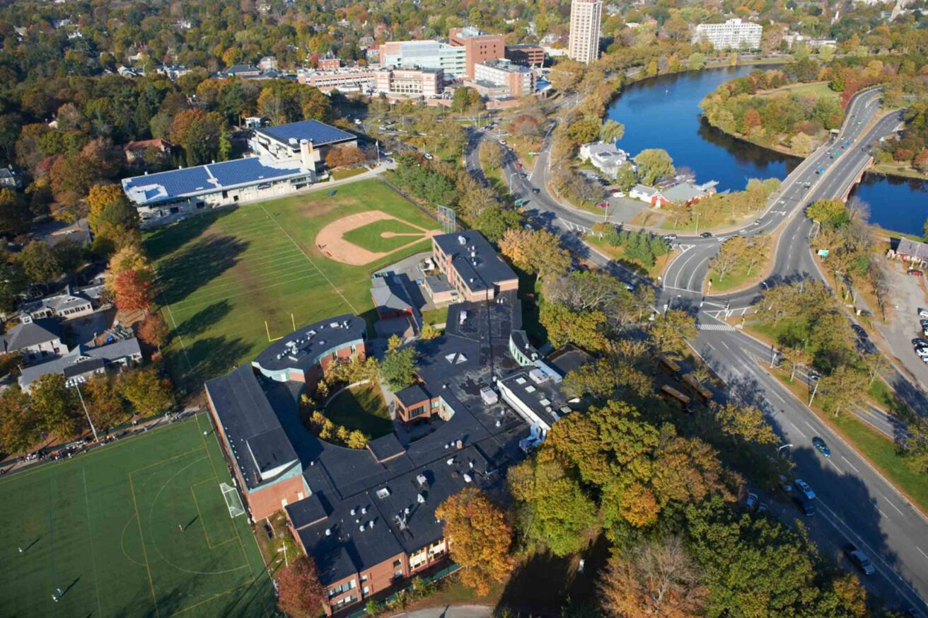 Aerial campus view.