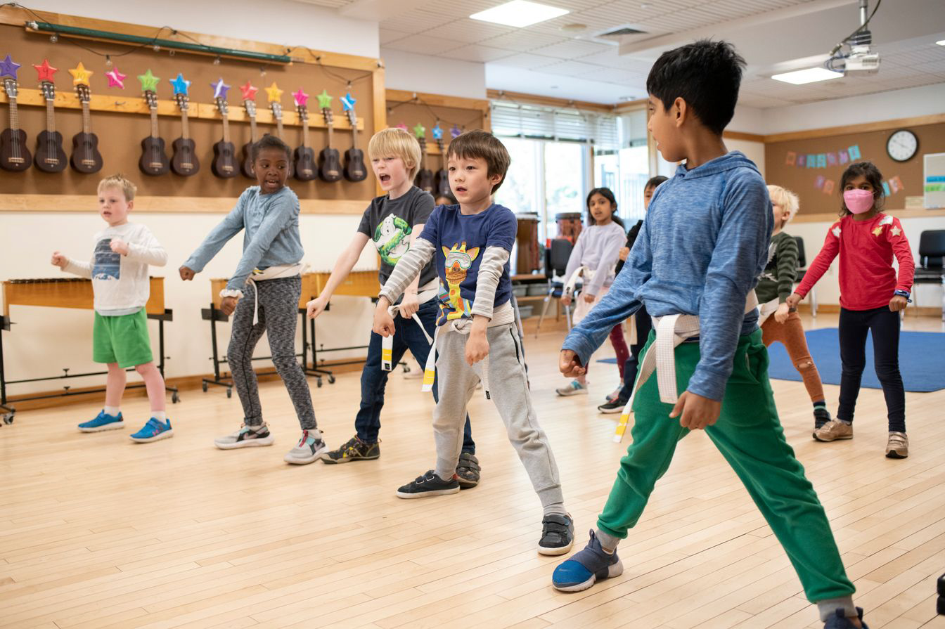 children in fitness class.