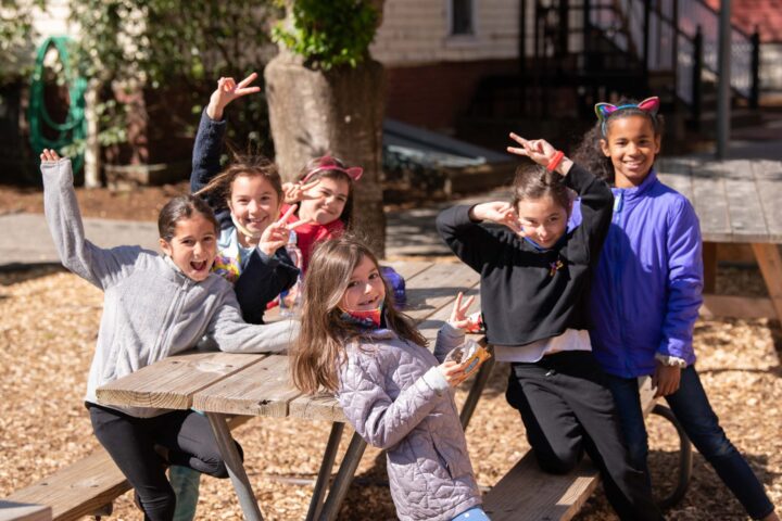 girls playing outside.