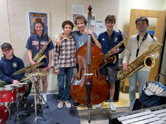 students in jazz ensemble.