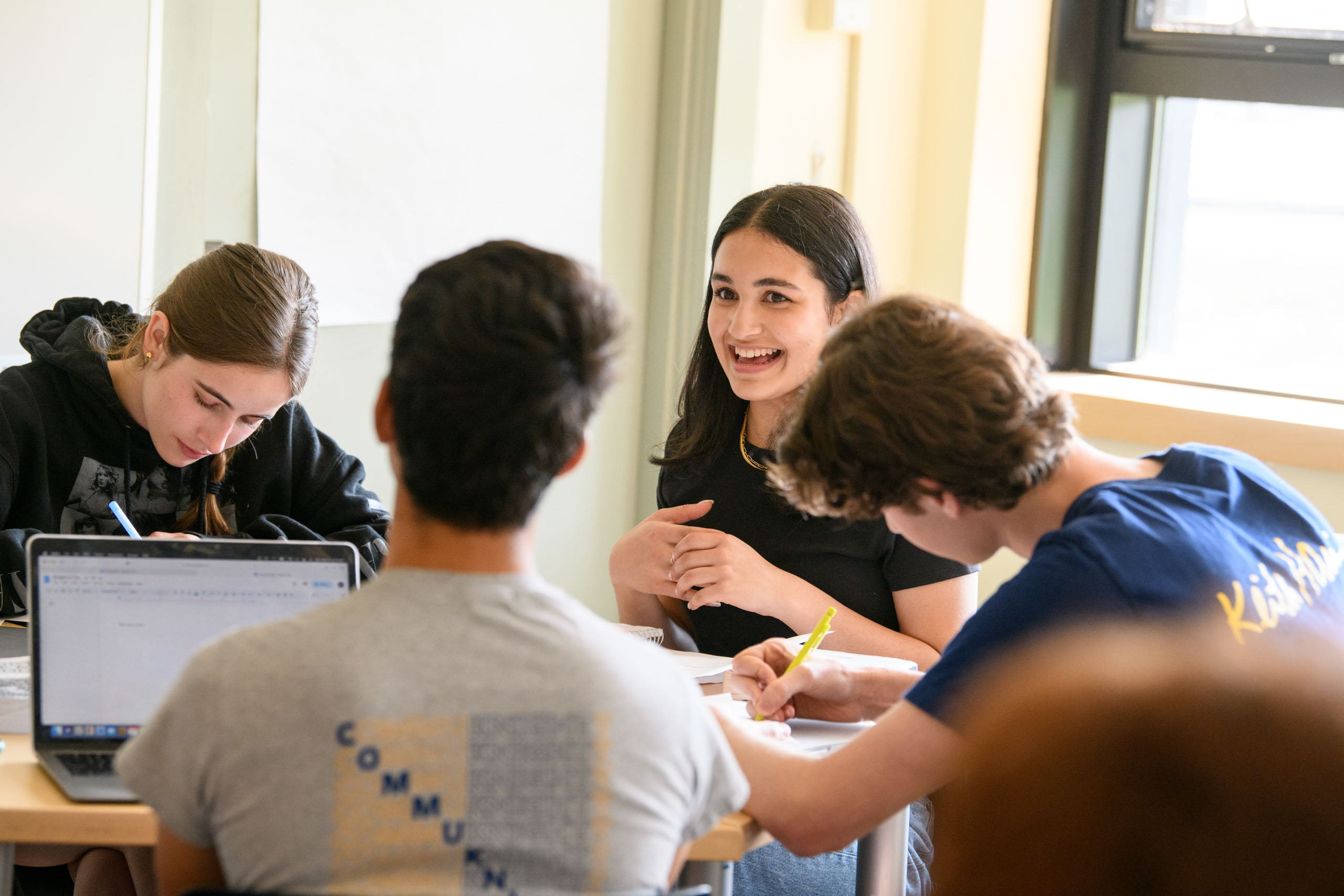 students talking.