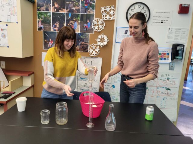 teachers in training performing science experiments.