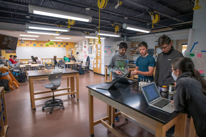 students in science class.