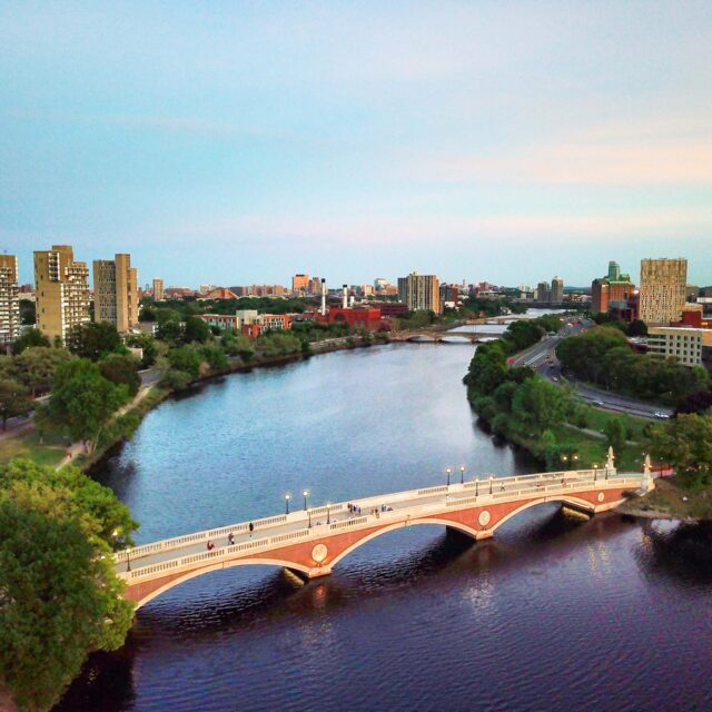 aerial view of charles river.